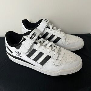 Adias, Sneakers, White with Black Stripes, Size 9.5